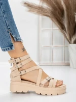 Sandale Dama cu Talpa Joasa 5HXS15 BEIGE | MEI