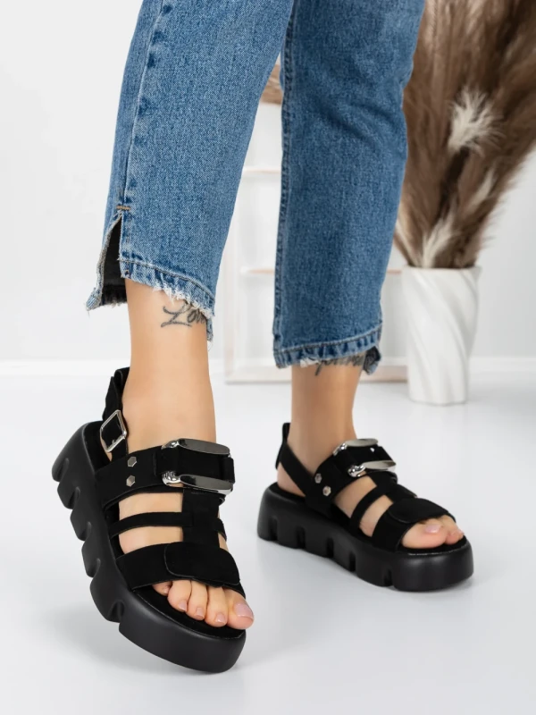 Sandale Dama cu Talpa Joasa 5HXS18 BLACK | MEI