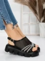 Sandale Dama cu Talpa Joasa 5HXS21 BLACK-WHITE | MEI