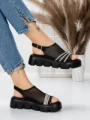 Sandale Dama cu Talpa Joasa 5HXS21 BLACK-WHITE | MEI