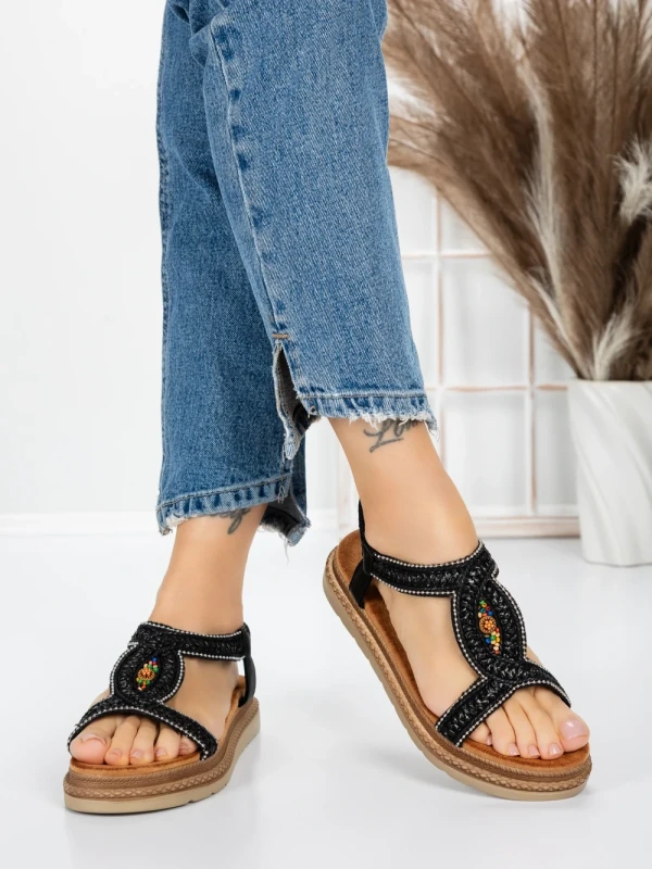 Sandale Dama cu Talpa Joasa 5GZ39 BLACK | MEI