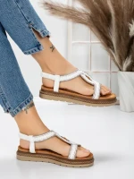Sandale Dama cu Talpa Joasa 5GZ39 WHITE | MEI