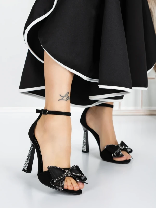 Sandale Dama cu Toc Subtire 5XKK15 BLACK | MEI