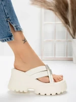 Papuci Dama cu Platforma 3AW321 WHITE | MEI