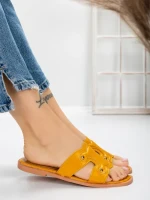 Papuci Dama cu Talpa Joasa 3AW307 YELLOW | MEI