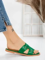 Papuci Dama cu Talpa Joasa 3AW307 GREEN | MEI