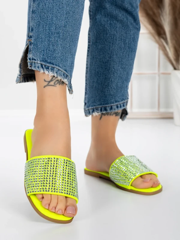 Papuci Dama cu Talpa Joasa 3AQ18 VERDE FLUORESCENT | MEI