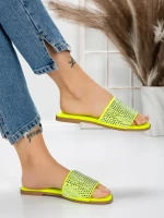 Papuci Dama cu Talpa Joasa 3AQ18 VERDE FLUORESCENT | MEI