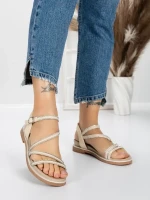 Sandale Dama cu Talpa Joasa 3AW309 BEIGE | MEI