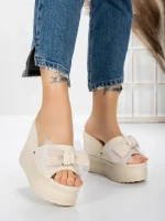 Papuci Dama cu Platforma 3AW326 BEIGE | MEI