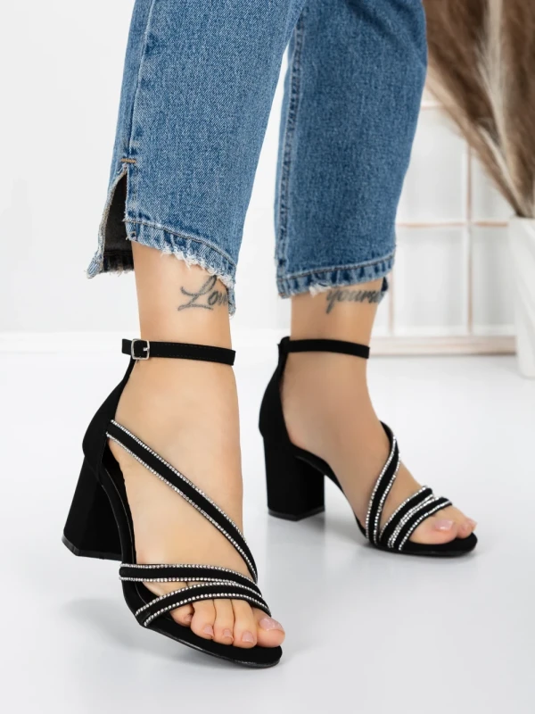 Sandale Dama cu Toc Gros 3AXKK188 BLACK | MEI