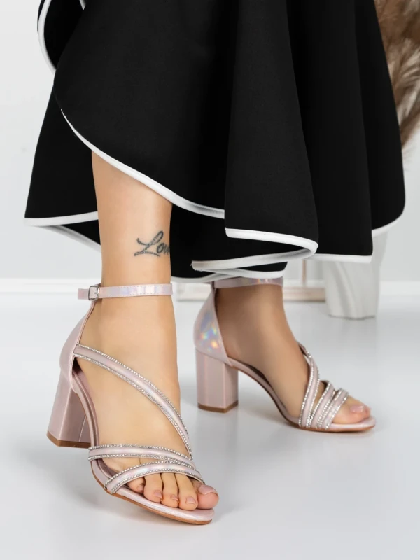 Sandale Dama cu Toc Gros 3AXKK188 CHAMPAGNE | MEI