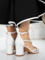 Sandale Dama cu Toc Gros 3AXKK188 WHITE | MEI