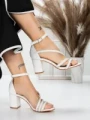 Sandale Dama cu Toc Gros 3AXKK188 WHITE | MEI