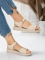 Sandale Dama cu Talpa Joasa 5XJ56 BEIGE | MEI