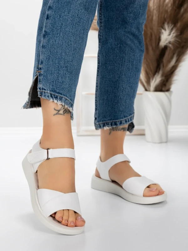 Sandale Dama cu Talpa Joasa 5XJ56 WHITE | MEI