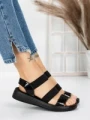 Sandale Dama cu Talpa Joasa 5XJ66 BLACK | MEI