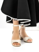 Sandale Dama cu Toc Gros 3HXS65 BEIGE | MEI