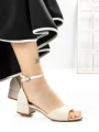 Sandale Dama cu Toc Gros 3HXS65 BEIGE | MEI