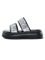 Papuci Dama cu Talpa Joasa 888-2 BLACK-SILVER | FASHION