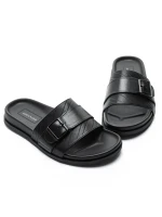 Papuci Barbati din piele naturala S11112 BLACK | ADVANCER