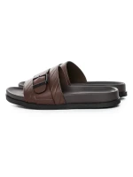 Papuci Barbati din piele naturala S11112 BROWN | ADVANCER