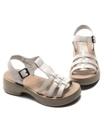 Sandale Dama din piele naturala 246609T CREAM | FORMAZIONE