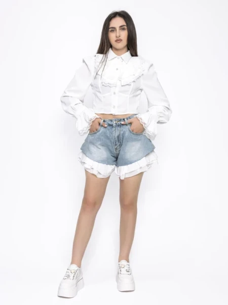 Blugi Scurti Dama S22033 ALBASTRU | KIKIRIKI