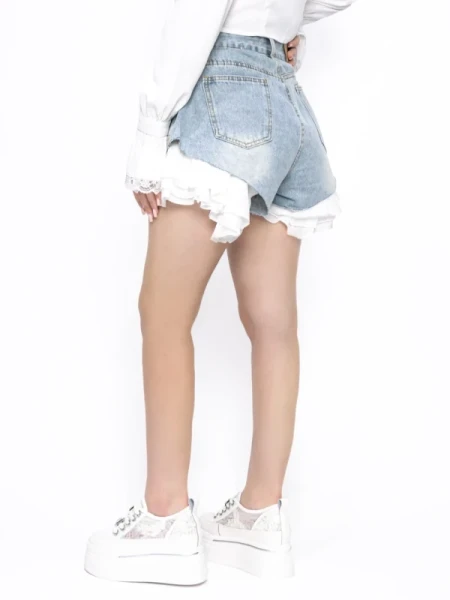 Blugi Scurti Dama S22033 ALBASTRU | KIKIRIKI