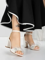 Sandale Dama cu Toc Gros 5XKK23 WHITE | MEI