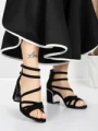 Sandale Dama cu Toc Gros 5XKK26 BLACK | MEI