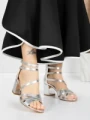 Sandale Dama cu Toc Gros 5XKK26 SILVER | MEI