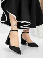 Pantofi cu Toc Gros 5XKK36 BLACK | MEI