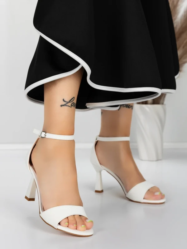 Sandale Dama cu Toc Subtire 5XKK13 WHITE | MEI