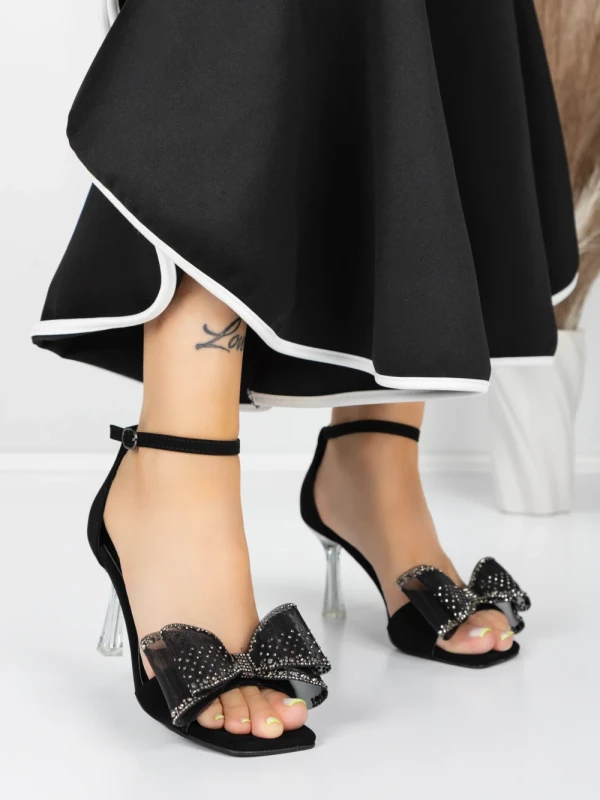 Sandale Dama cu Toc Subtire 5XKK22 BLACK | MEI