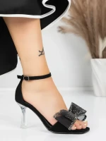 Sandale Dama cu Toc Subtire 5XKK22 BLACK | MEI