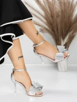 Sandale Dama cu Toc Subtire 5XKK22 SILVER | MEI