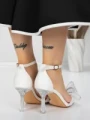 Sandale Dama cu Toc Subtire 5XKK22 WHITE | MEI