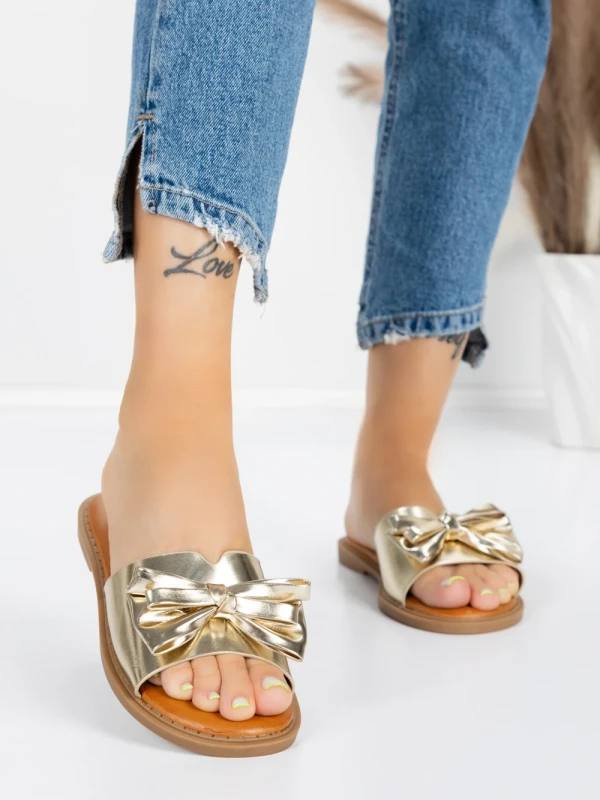 Papuci Dama cu Talpa Joasa 5PT9 LIGHT GOLD | MEI