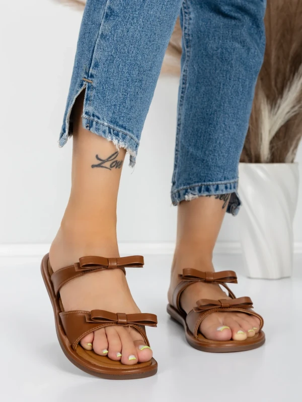 Papuci Dama cu Talpa Joasa J588-8 BROWN | MEI