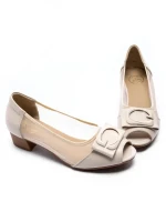 Pantofi cu Toc gros 9627 Crem Formazione