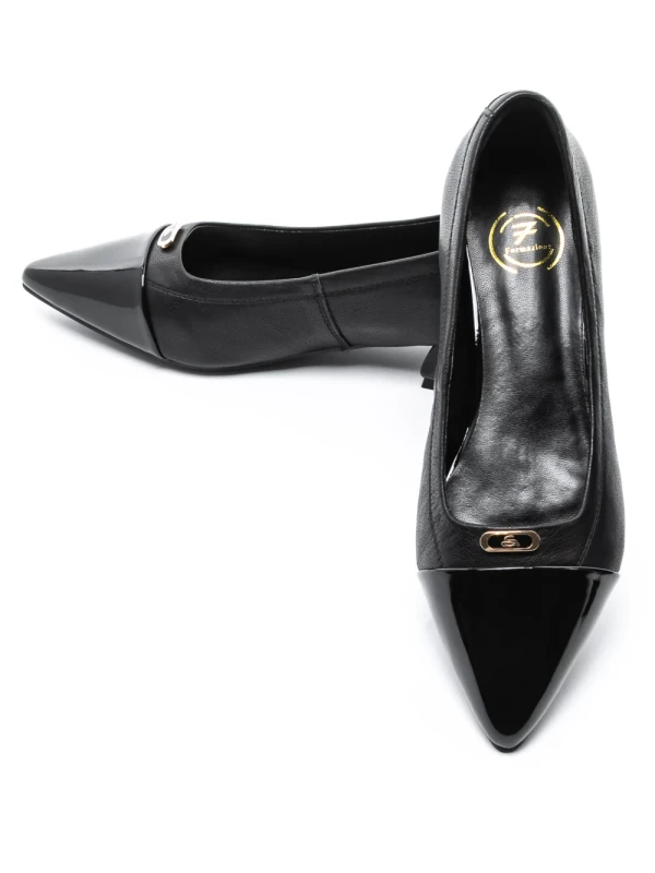 Pantofi cu Toc gros D26-103 Negru | Formazione