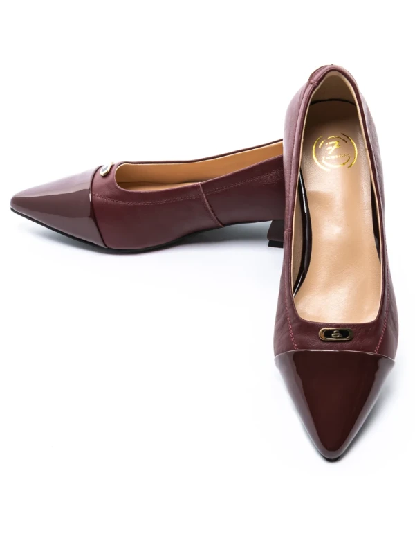 Pantofi cu Toc gros D26-103 Visiniu | Formazione