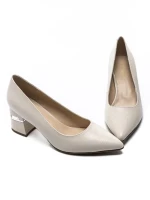 Pantofi cu Toc gros K5720-3748A Crem Jose Simon