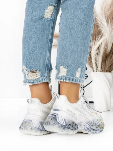 Pantofi Sport Dama cu Platforma 5WL82 WHITE | MEI