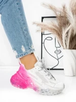 Pantofi Sport Dama cu Platforma 5WL83 PINK-WHITE | MEI