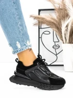 Pantofi Sport Dama din piele naturala 5SZ12 BLACK | PANTOFUL