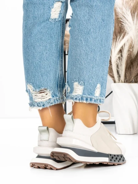 Pantofi Sport Dama din piele naturala 5SZ12 BEIGE | PANTOFUL