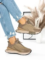 Pantofi Sport Dama din piele naturala 5SZ12 KHAKI | PANTOFUL
