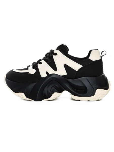 Pantofi Sport Dama din piele naturala 3A532 BLACK-CREAM | ADVANCER